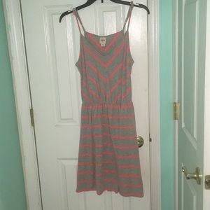 Grey and orange striped summer dress